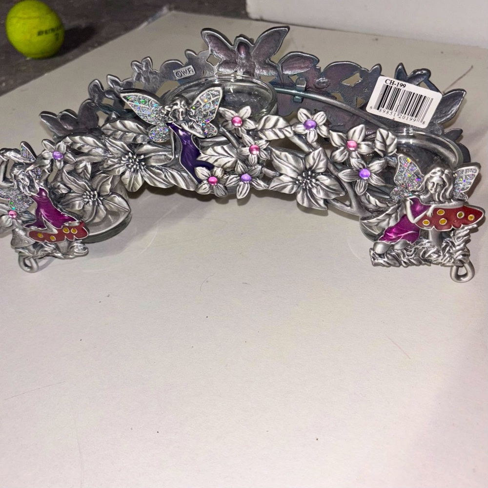 Reserved for Crystal Vintage 90’s Bejeweled, Pewter, Fairy Candle Holder. - Picture 5 of 10